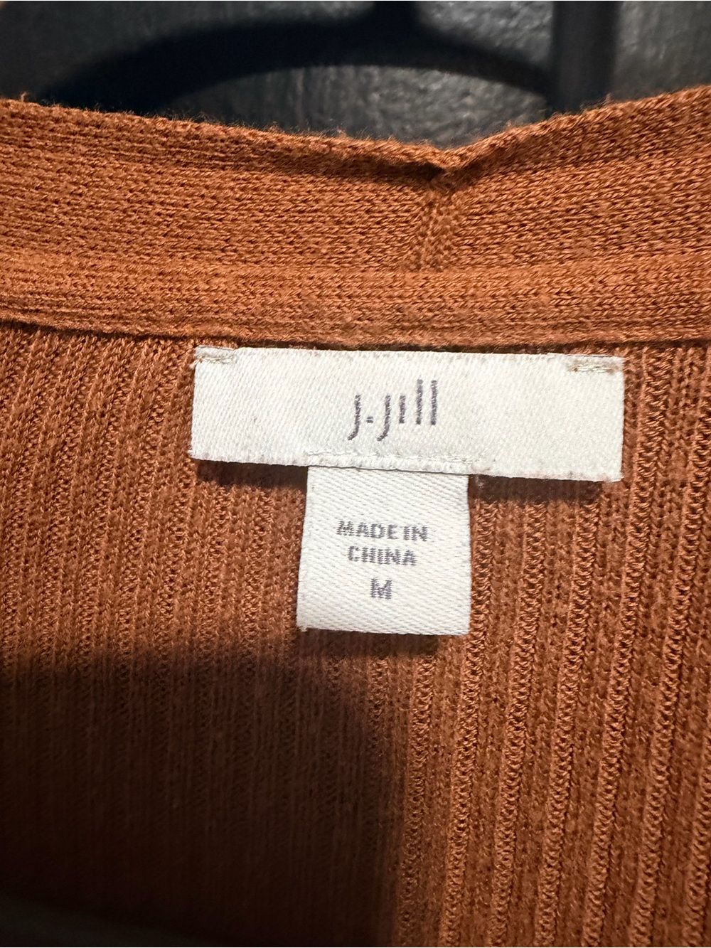 Open-Front Cognac Ribbed Cardigan Sweater - Picture 2 of 4